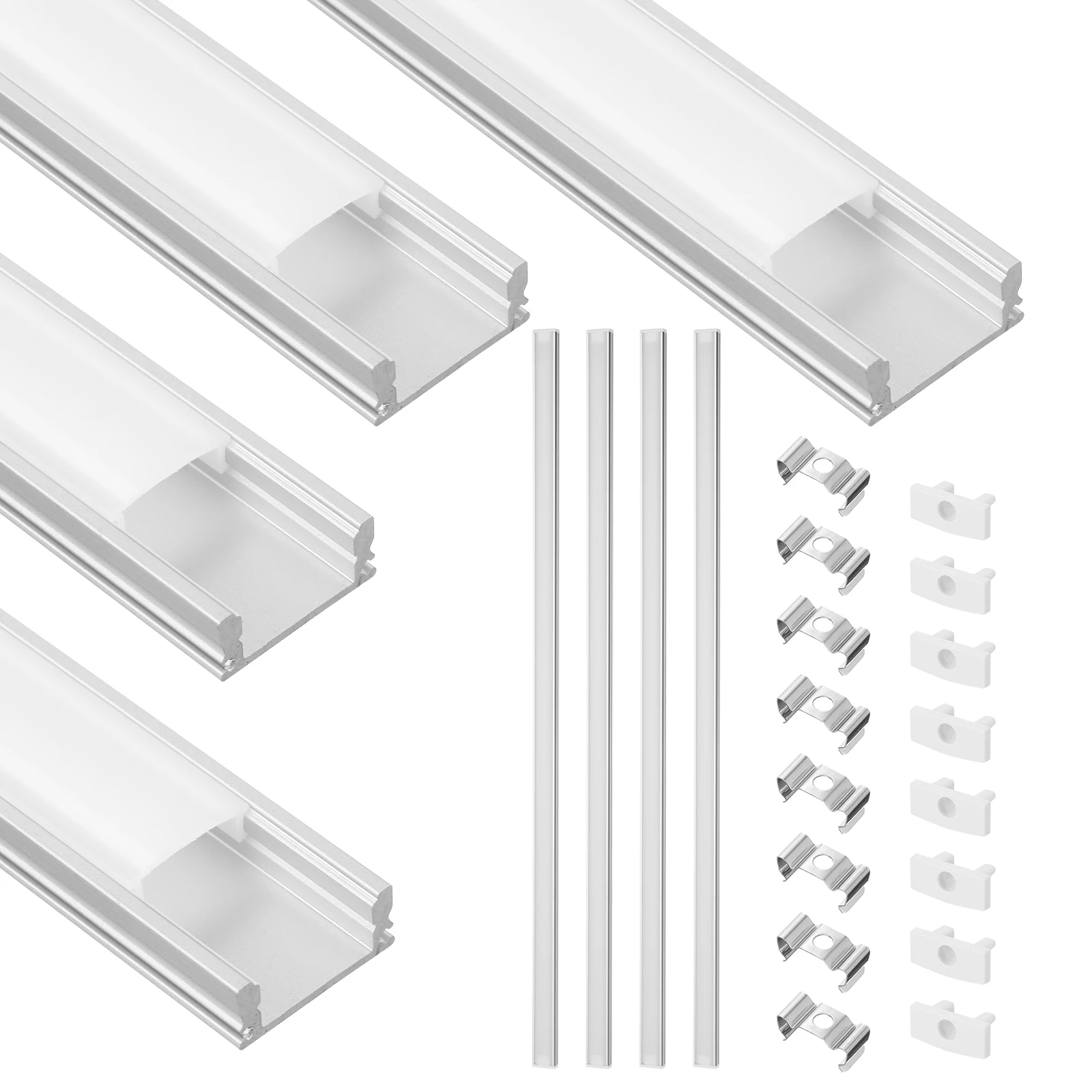 

Aluminum Profile Housing for LED Strip 4 Units 50cm U Shaped Diffuser Channel Light Bar Mounting Kit