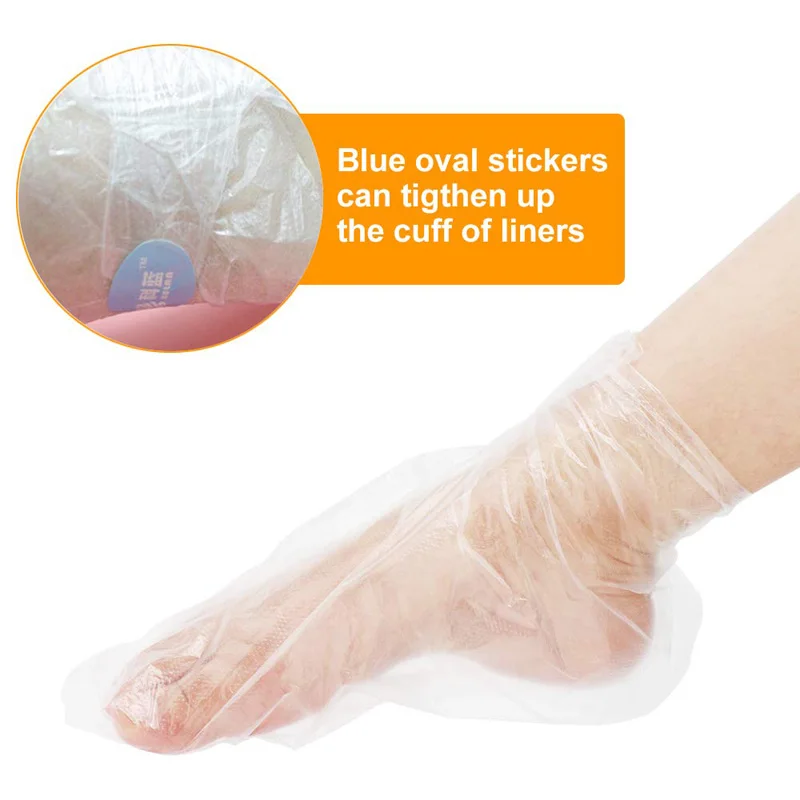 100PCS borse per i piedi usa e getta trasparenti fodera per il bagno Detox SPA coperture in cera strumenti per la cura dei piedi guanti da bagno in paraffina calzini strumento per la cura delle mani