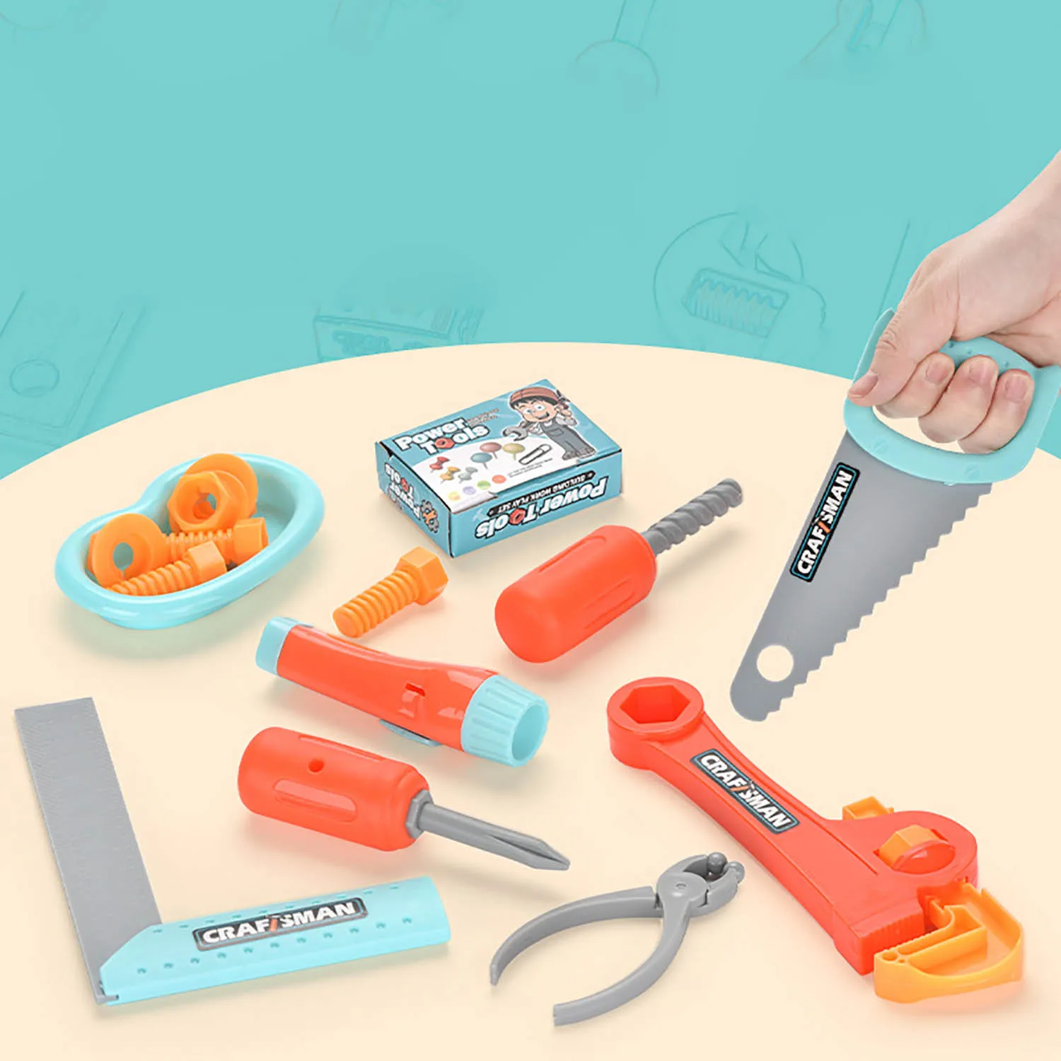 حقيبة أدوات الأطفال DIY تجميع ألعاب المنزل صندوق تخزين أدوات إصلاح #5