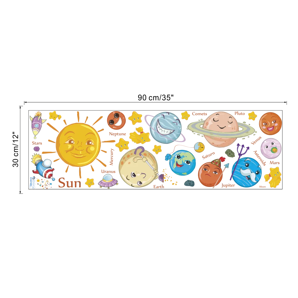 3D Cartoon eight planets luminous wall stickers PVC waterproof planetary fluorescent stickers Children\'s bedroom decoration
