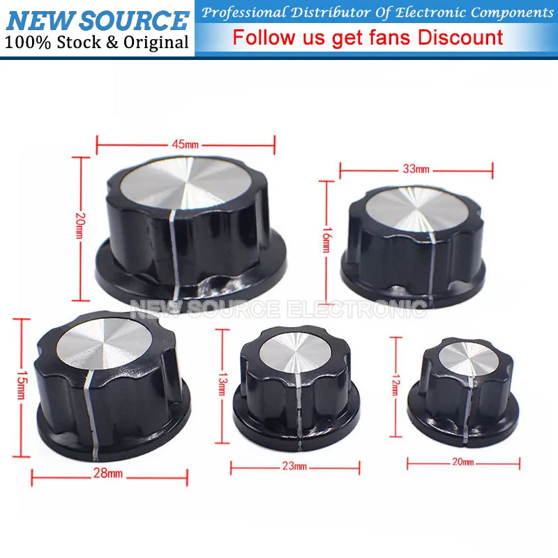 5Pcs MF-A01 MF-A02 MF-A03 MF-A04 MF-A05 Potentiometer Knob WH118/WX050 Rotary Switch Electronic 6mm NEWSOURCE