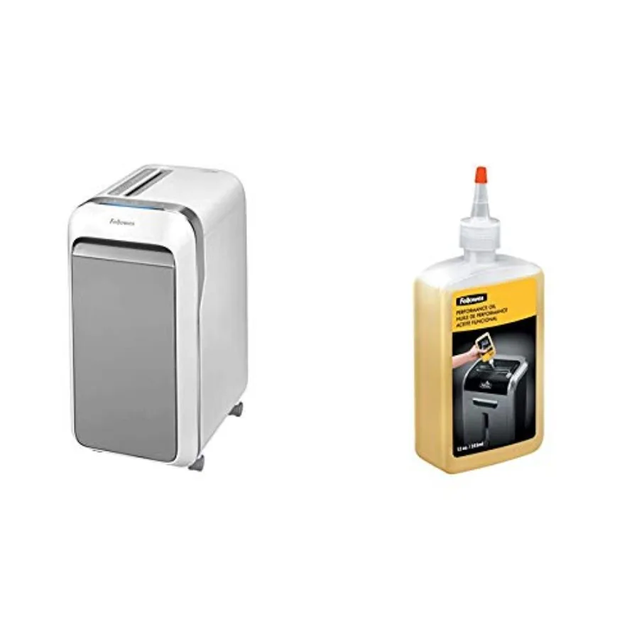 

Office paper shredder, metal and plastic, white, 20-sheet P-4 micro-cut, 100 jam-proof, includes 12 oz. shredder oil with exten