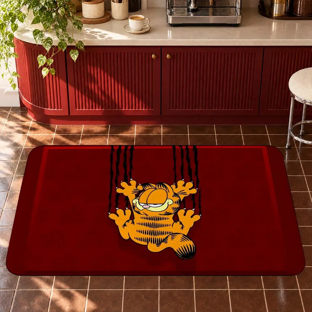 KWaii Anime G-Garfield Floor Mat Flannel Non-Slip Washable Soft Absorbent Rug Bathroom Kitchen Bedroom Home Decor