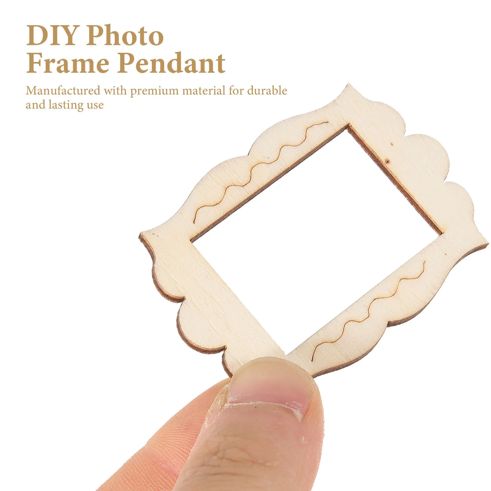 

20Pcs Unfinished Wooden Photo Frame Cutouts DIY Craft Pendants Blank Wood Decor for Home Wall Window Door Table Ornamental Use