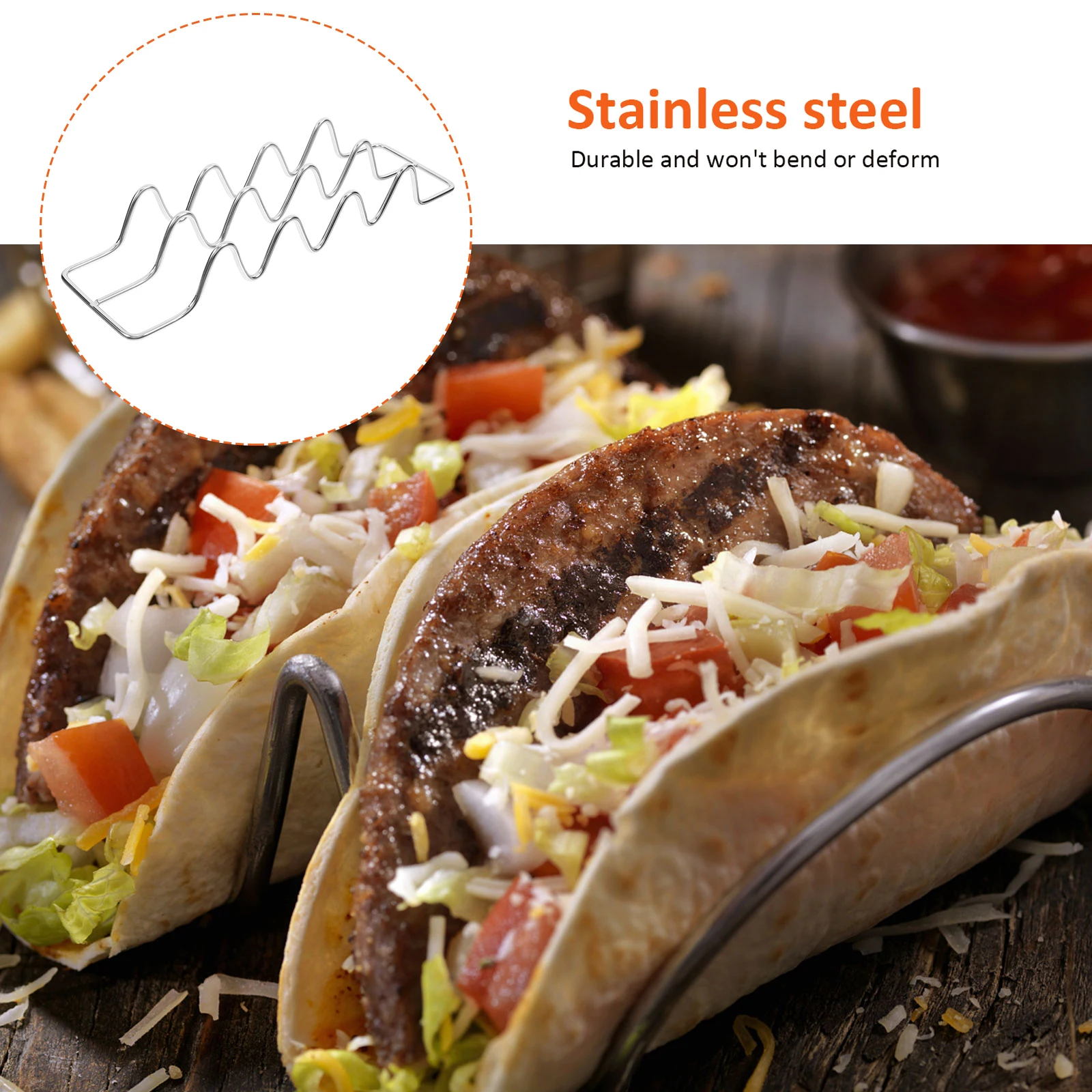 

2Pcs Stainless Steel Taco Rack Taco Holder for Tortilla Serving Kitchen Stand Easy Clean Dishwasher Safe