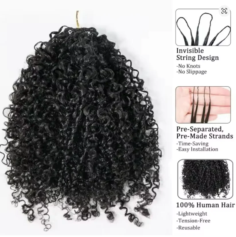 Pixie Curl Human Hair Bundles Brazilian Virgin Human Hair Bundles Deal Natural Color 100% Unprocessed Human Hair Extensions - Image 4