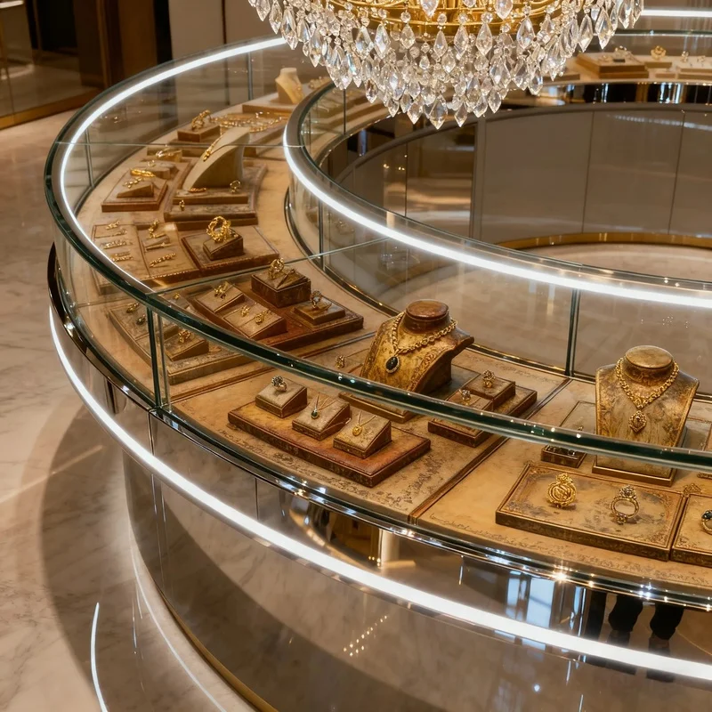 custom.Luxury Jewelry Display with 3D Rendering Lockable Glass Cabinet Watch Retailer
