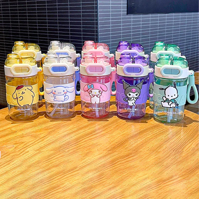 

Sanrio 490/580ml Water Cup Anime Cartoon Cinnamoroll Kuromi Melody Student Children Portable Straw Large Capacity Water Cup