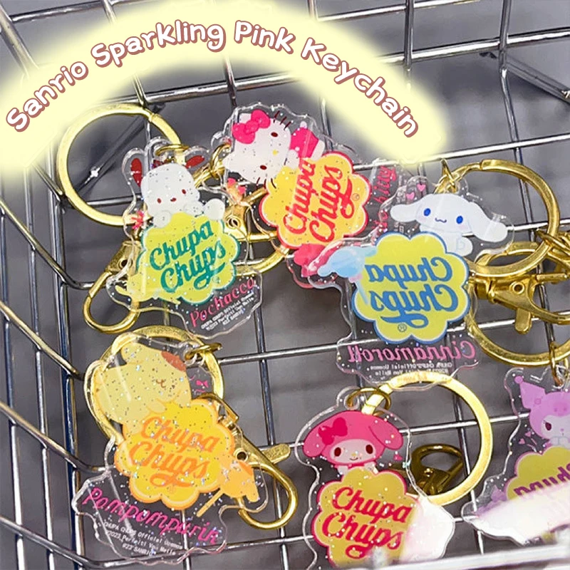 Sanrio Cartoon Acrylic Glitter Sanrio Cute Creative Keychain School Bag Pendant Car Pendant