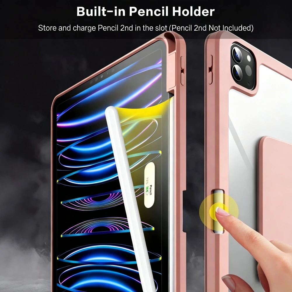 Solid Color Case for IPad Mini 6/7, Acrylic Tablet Case for IPad A16 11th 10th Gen 11inch, 360 Rotating Cover for IPad 7/8/9th