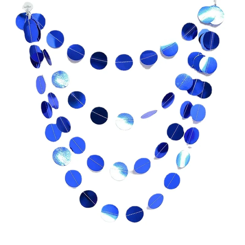 Royal Blue Graduation Decorations Circle Dots Garland Paper Hanging Polk Dot Streamer Baby Shower Gender Reveal Boy Party Banner