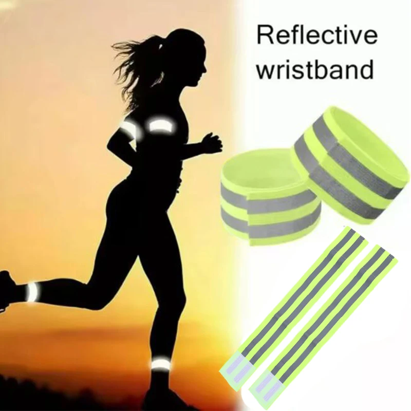

2 шт. светоотражающие наручные повязки, эластичный защитный ремень со светоотражающей полосой высокой видимости для ночного бега, езды на велосипеде и занятий спортом