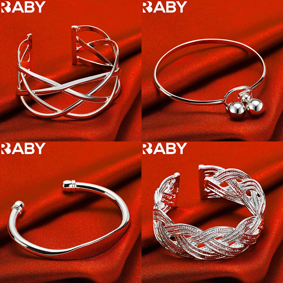 

URBABY 925 Sterling Silver Bangle Design Bracelets For Women Charm Trend Birthday Gifts Fashion Party Fine Jewelry