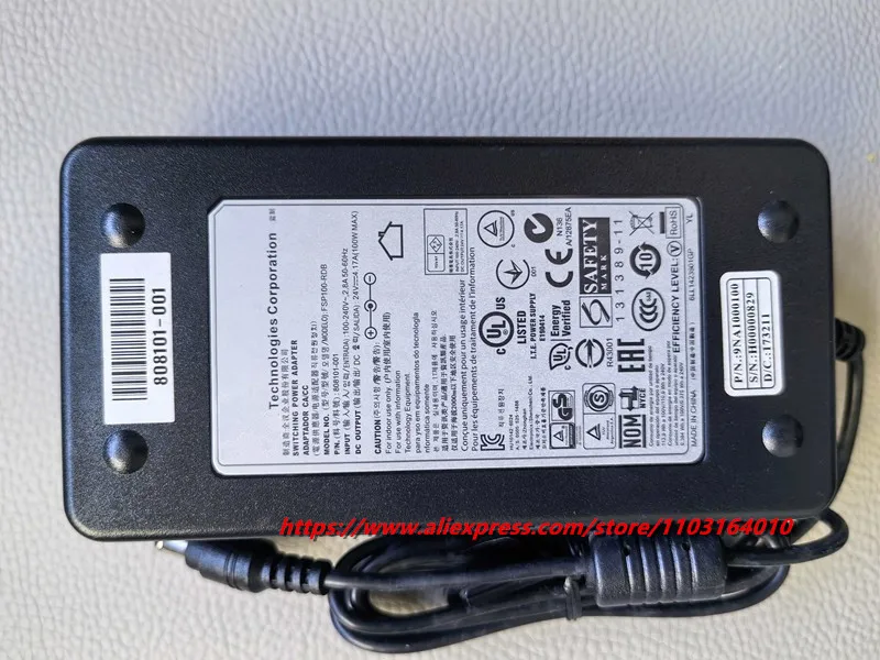 Original 24V 4.17A 100W AC Adapter FSP100-RDB 808101-001 For Zebra ZXP3 GX420D GX420T GX430T GX43 6.3x3.0mm Power Supply Charger