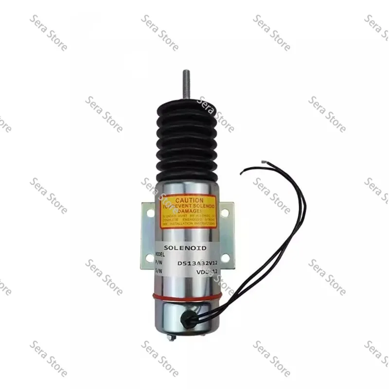 D513-A32V12 For Diesel Engine Generator Set Flameout Solenoid Valve Switch 12V Fuel Stop Valve Excavator Parts