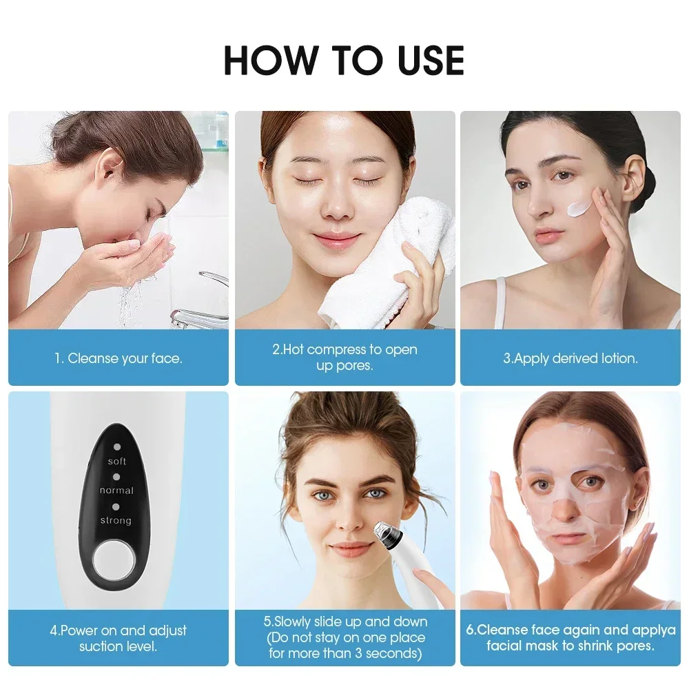 Camera Blackhead Remover Pore Vacuum Suction Pore Cleaner Deep Cleansing Blackhead Remover Pimple Remover Tool