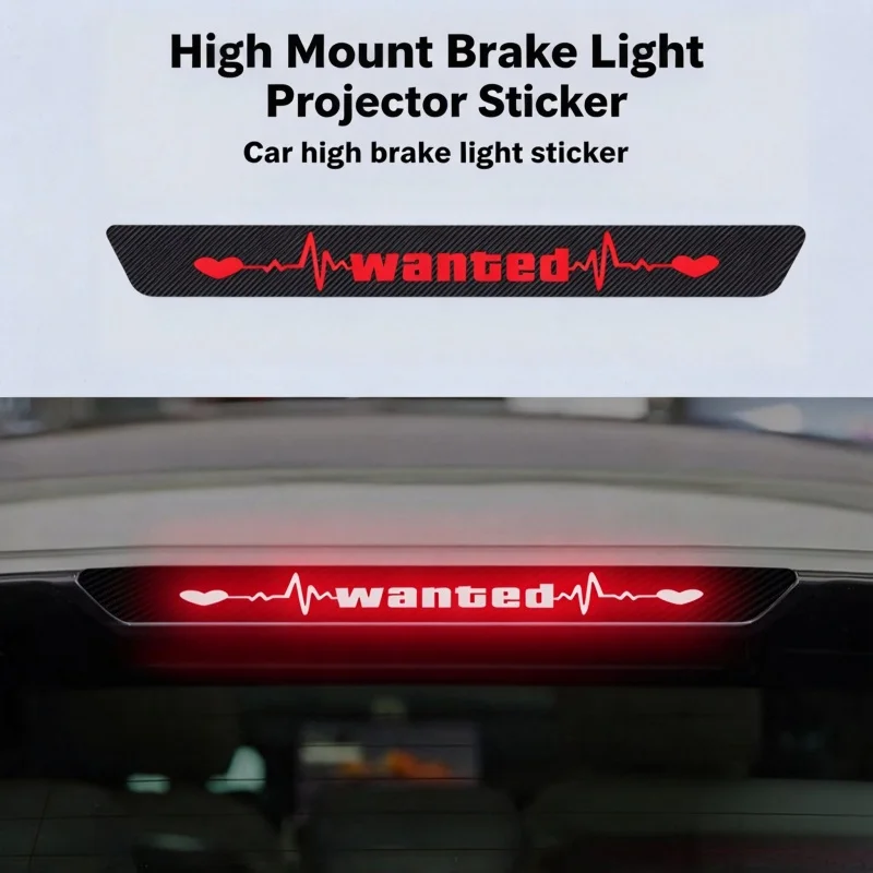 1PC High Mount Brake Light Sticker Carbon Fiber Texture Decal, Multi Pattern DIY Car Rear Stop Lamp Exterior Decor