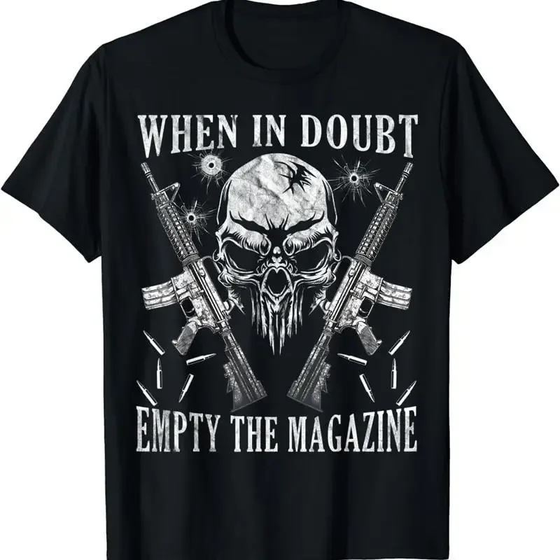 Best To Buy When In Doubt Empty The Magazine Ar 15 With Skull Us Flag T Shirt