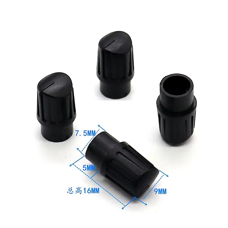 10pcs 7.5x16MM Black Plastic Knob Potentiometer Volume Switch Rotary Encoder Cap Suitable For D Axis 6MM Half Shaft