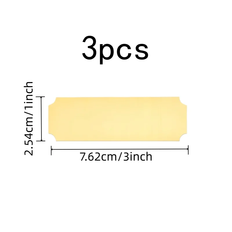 3 pcs Blank Name Badges, Office Desk Labeling, Gold Finish Surface, Smooth Writable Surface, Multipurpose