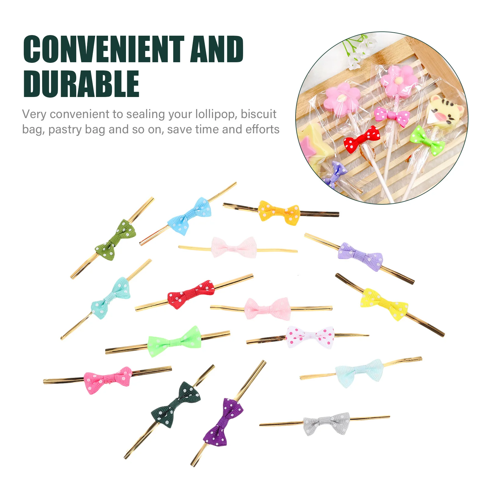 

100 Pcs Gift Lollipop Packaging Silk Thread Ribbons Sealing Ties Bows Twisted DIY Biscuit Bag