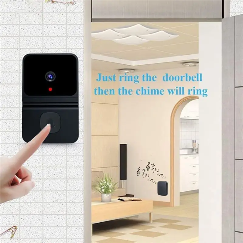 A7THK-Smart Video Door Bells Wireless Wifi Video Doorbell With Camera Black Plastic PIR Motion Detection