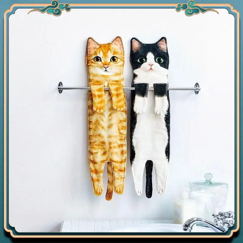 

Funny Cat Hand Towels For Bathroom Kitchen Decor Cat Towel, Cute Decor Hanging Face Towels, Super Absorbent Soft Durable B+C