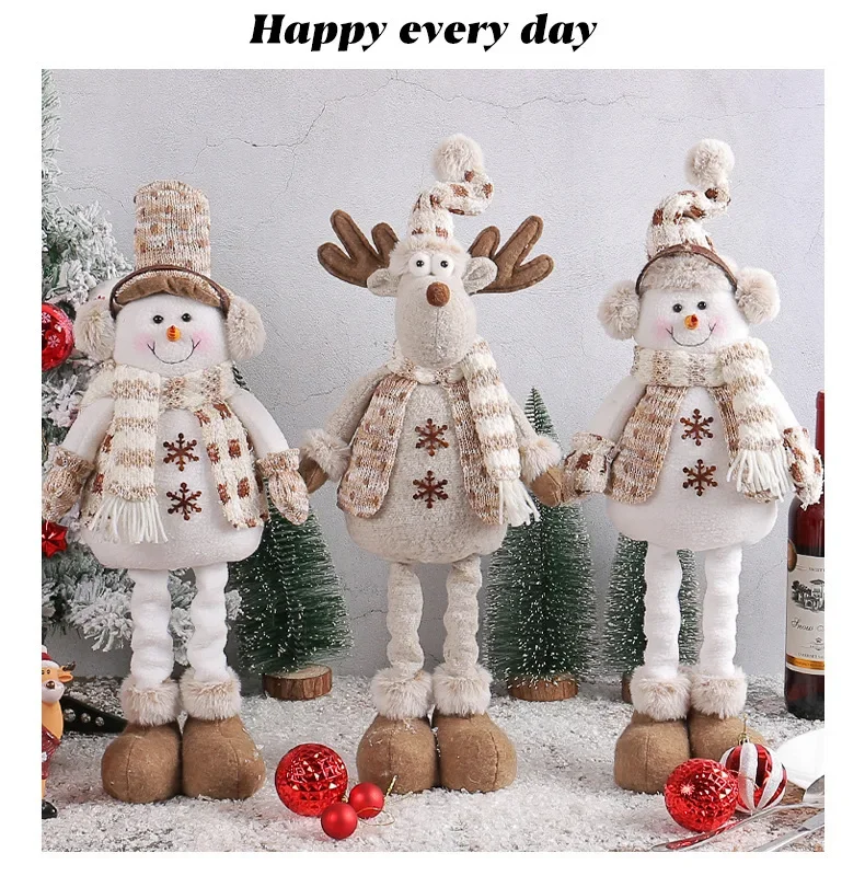 Retractable Merry Christmas Dolls, Big Size, Santa Claus, Snowman, Xmas Tree Decorations, New Year Gift