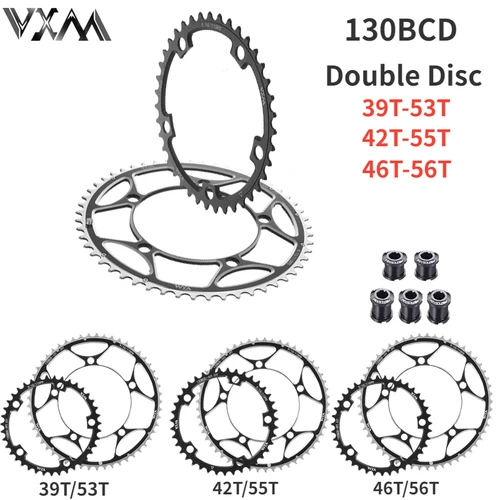 Imagen 1 del producto VXM-plato doble para bicicleta 130BCD 39T 53T 42T 55T 46T 56T, juego de bielas para bicicleta de carretera, disco de conducción, rueda dentada de aluminio, disco plegable para bicicleta