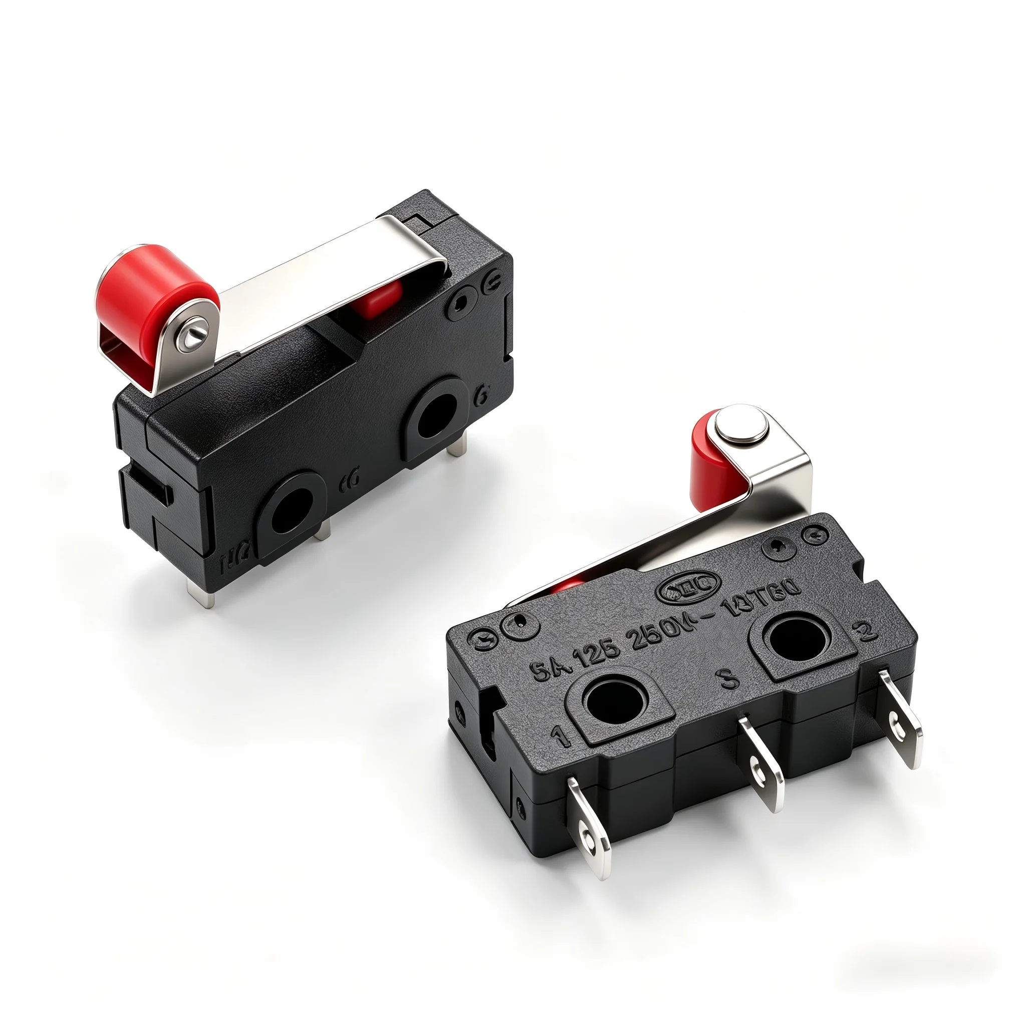 Interruptor de límite Hzy Mini Micro de brazo de palanca con rodillo, acción rápida SPDT, 3A 250V CA 5A 125V NC-NO-C, con polea y límite de carrera de 3 pies