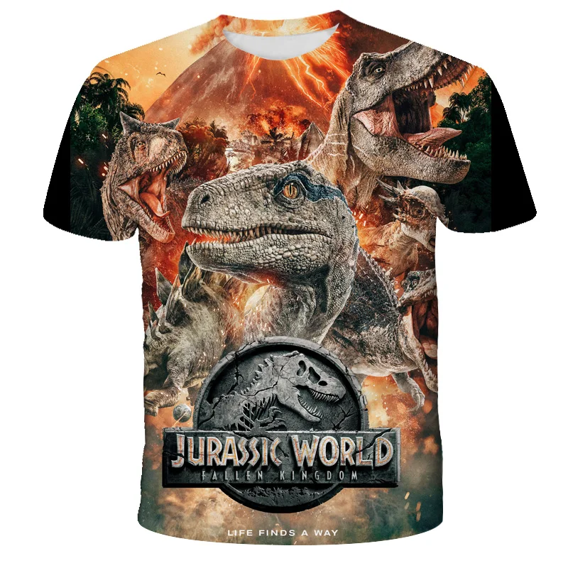 Camiseta de dinosaurios de Jurassic World para niños, ropa de manga corta, Tops para niñas, Verano