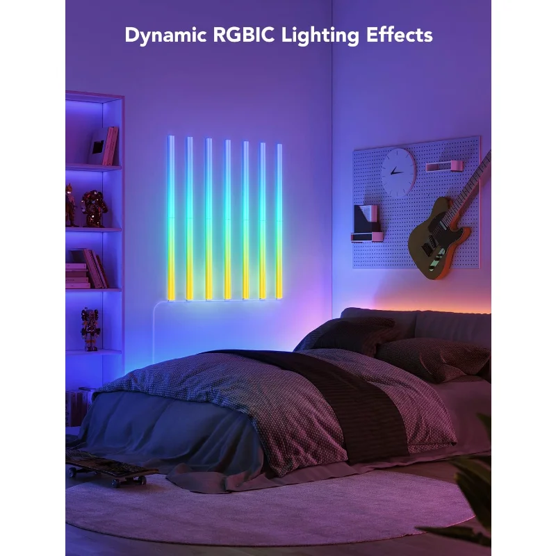 home. Luces de pared Glide RGBIC, luces de pared musicales funcionan con Alexa y asistente, barras de luz LED inteligentes para