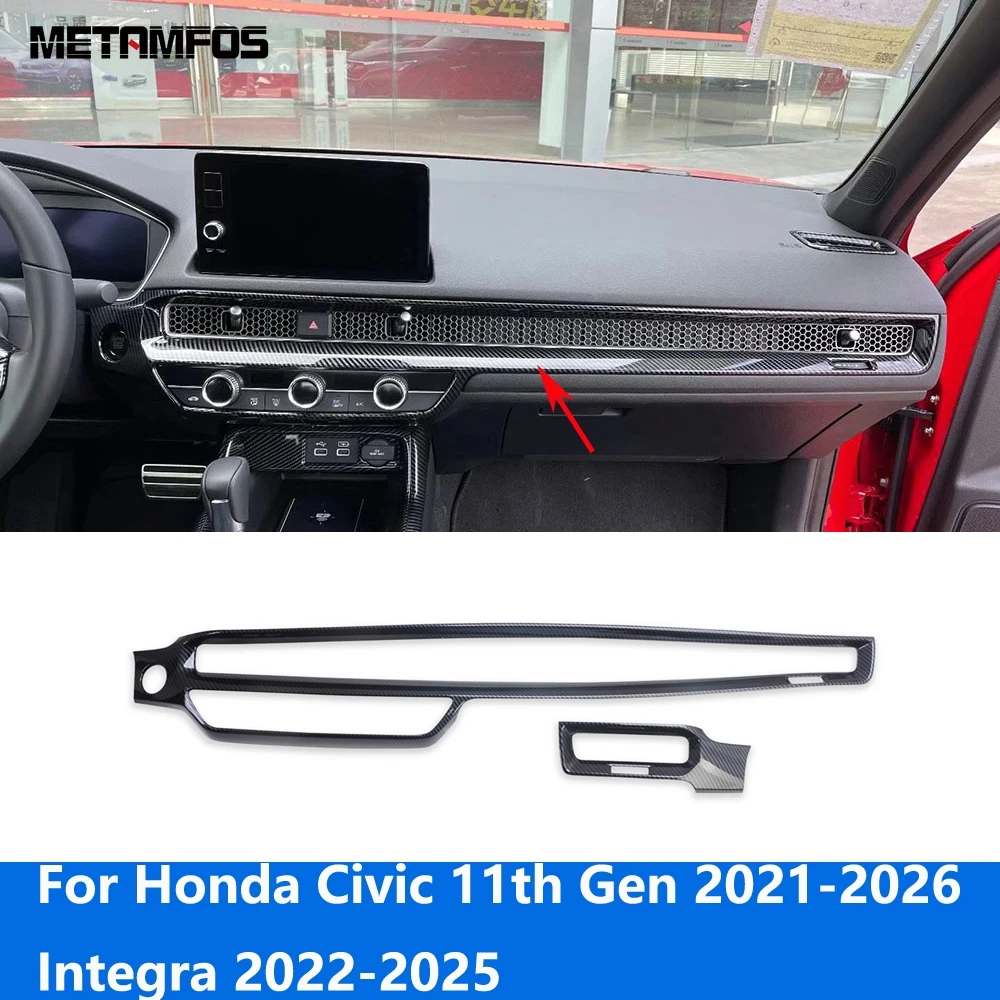 Accessories For Honda Civic 11th 2021-2026/Integra 2022-2025 Interior Carbon Fiber Center Console Air Vent Outlet Cover Trim