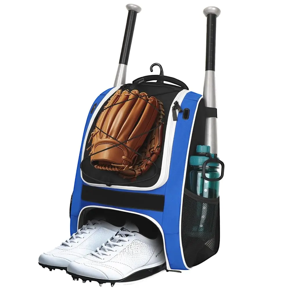 

Youth Baseball Bag, Bat Backpack with Fence Hook & Separate Shoe Compartment, Waterproof Equipment Bag for Baseball, T-Ball
