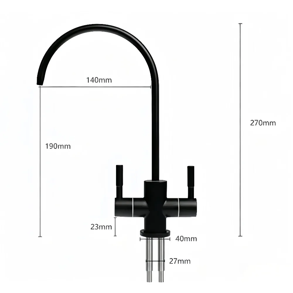 S304 Stainless Steel Dual‑Handle Water Purifier Tap, Brushed Gold Household Kitchen Direct Drinking Faucet,Multi‑Color Available