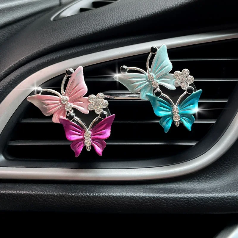Air Freshener Butterfly Car-styling Car Perfume Natural Smell Air Conditioner Butterfly Diamond Aromatherapy Decoration Clip