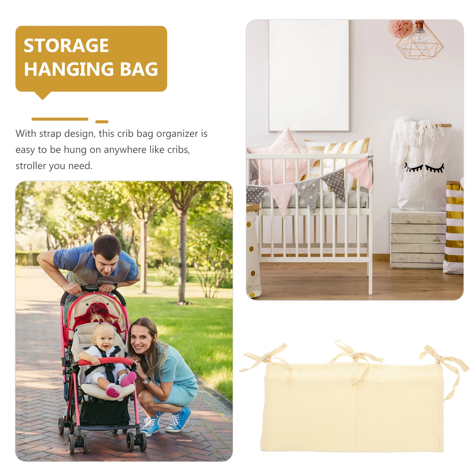 

Multifunctional Baby Crib Hanging Bag Pure Cotton Storage Portable Diaper ganizer Stroller Bag crib storage bag baby