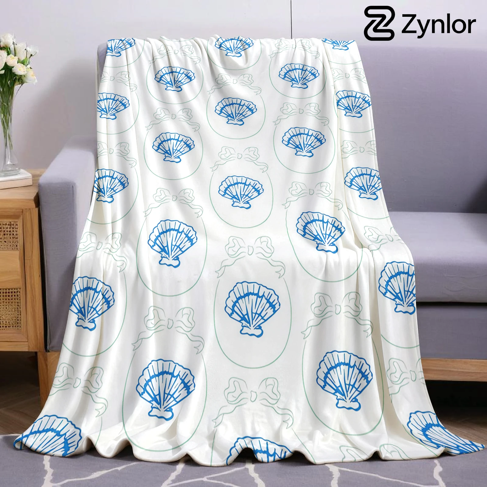 Bow Shell Line Ultra Soft Sherpa Fleece Blanket Fluffy Warm Halloween Cozy Throw for Sofa Couch Bedroom Gift All season