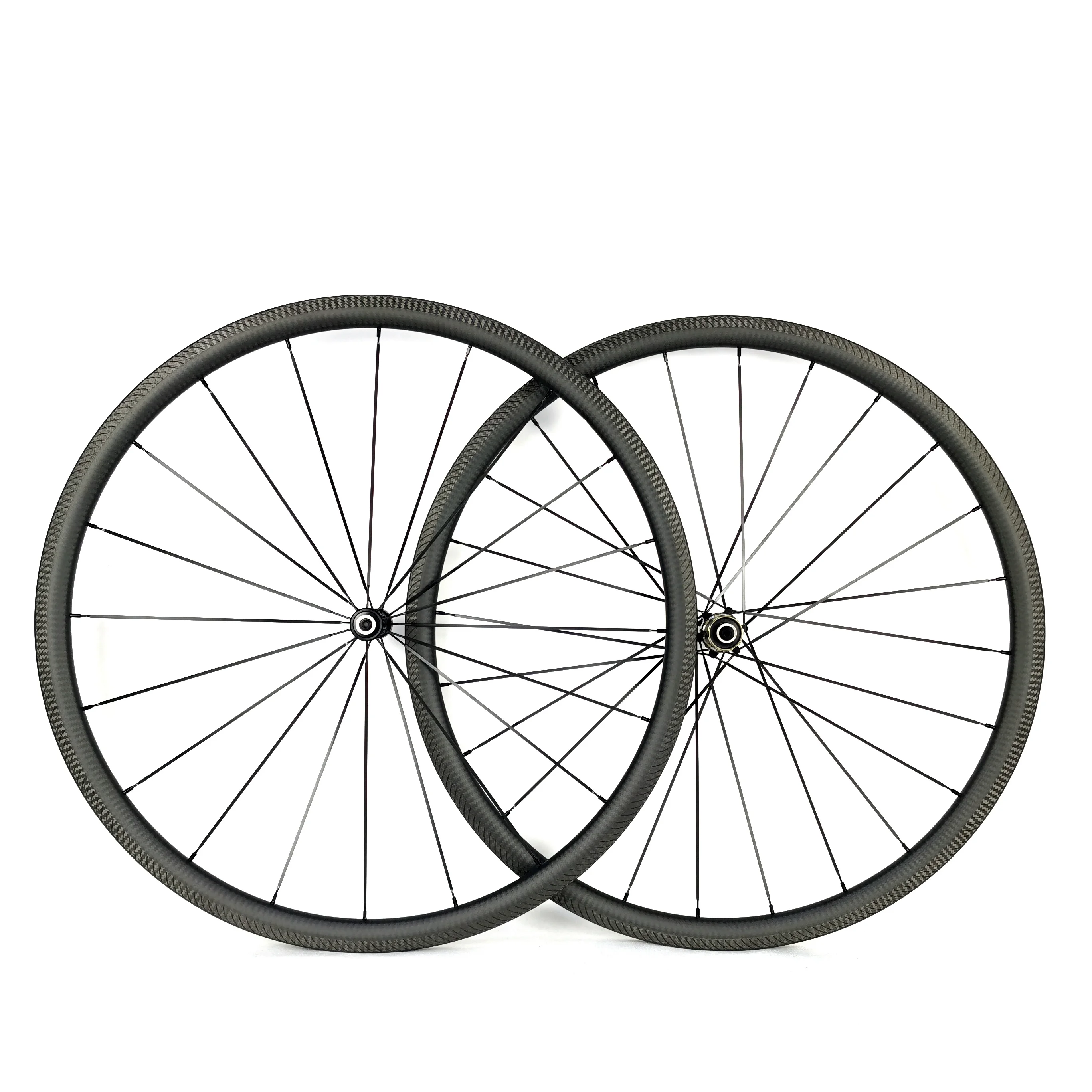

700C Carbon Fiber Road Bike Wheelset 38mm Depth V-brake Rim Custom Logo Clincher/Tubular Compatible Width 23/25/28mm