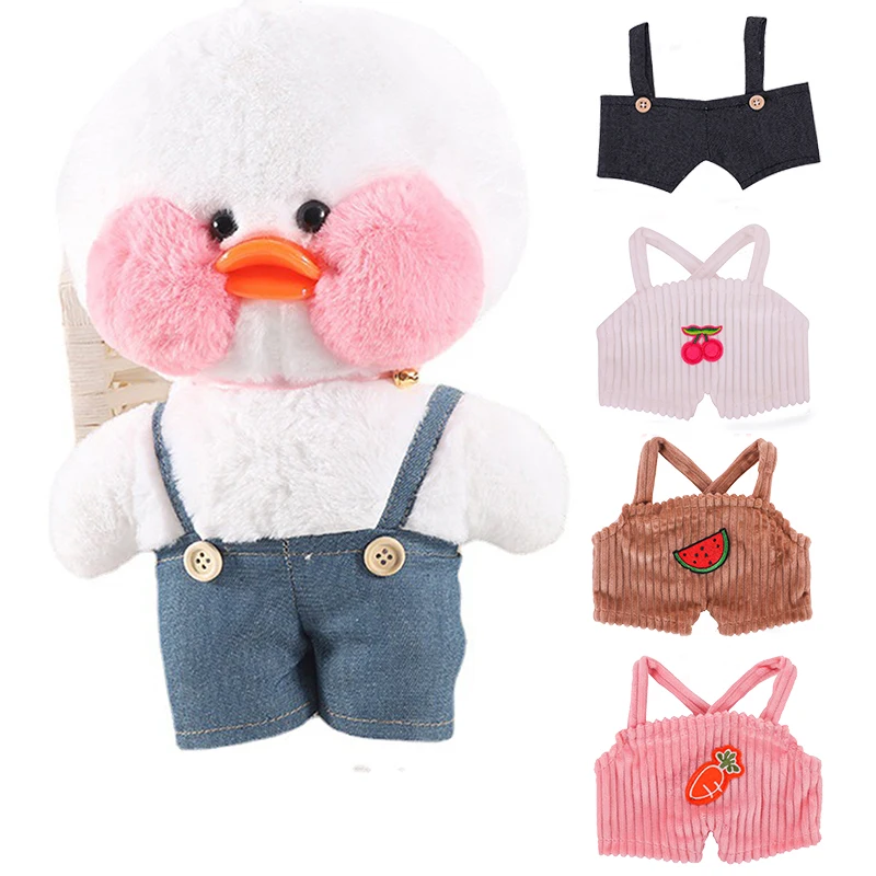 30cm Cafe Duck Clothes Cartoon Hoodie Lara Fanfan Plush Toy Soft Stuffed Duck Figure Animal Toy Birthday Girl Gifts for Kids DIY