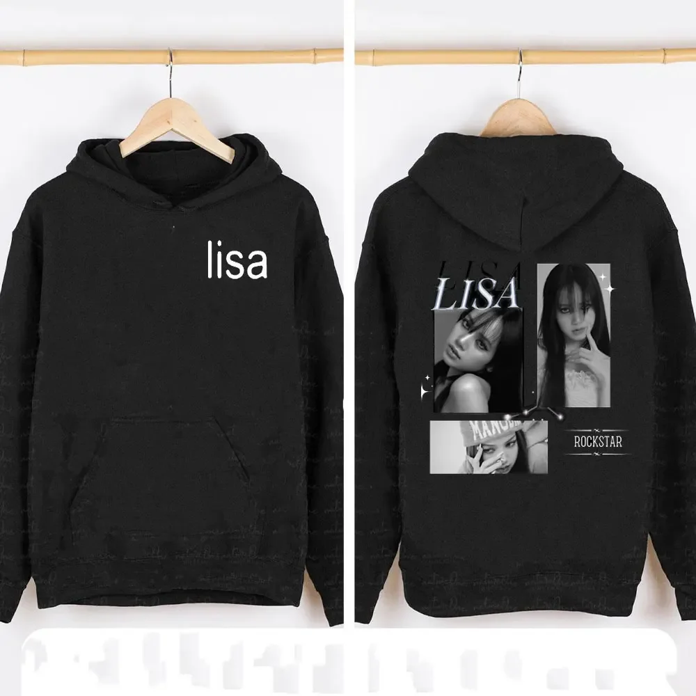 Lisa Rose Jisoo Jennie Fashion Long Sleeve Kpop Girls Hoody Korean Pop Music Kpop Hoodies Streetwear Y2k Clothes Pink Hoodie Fan