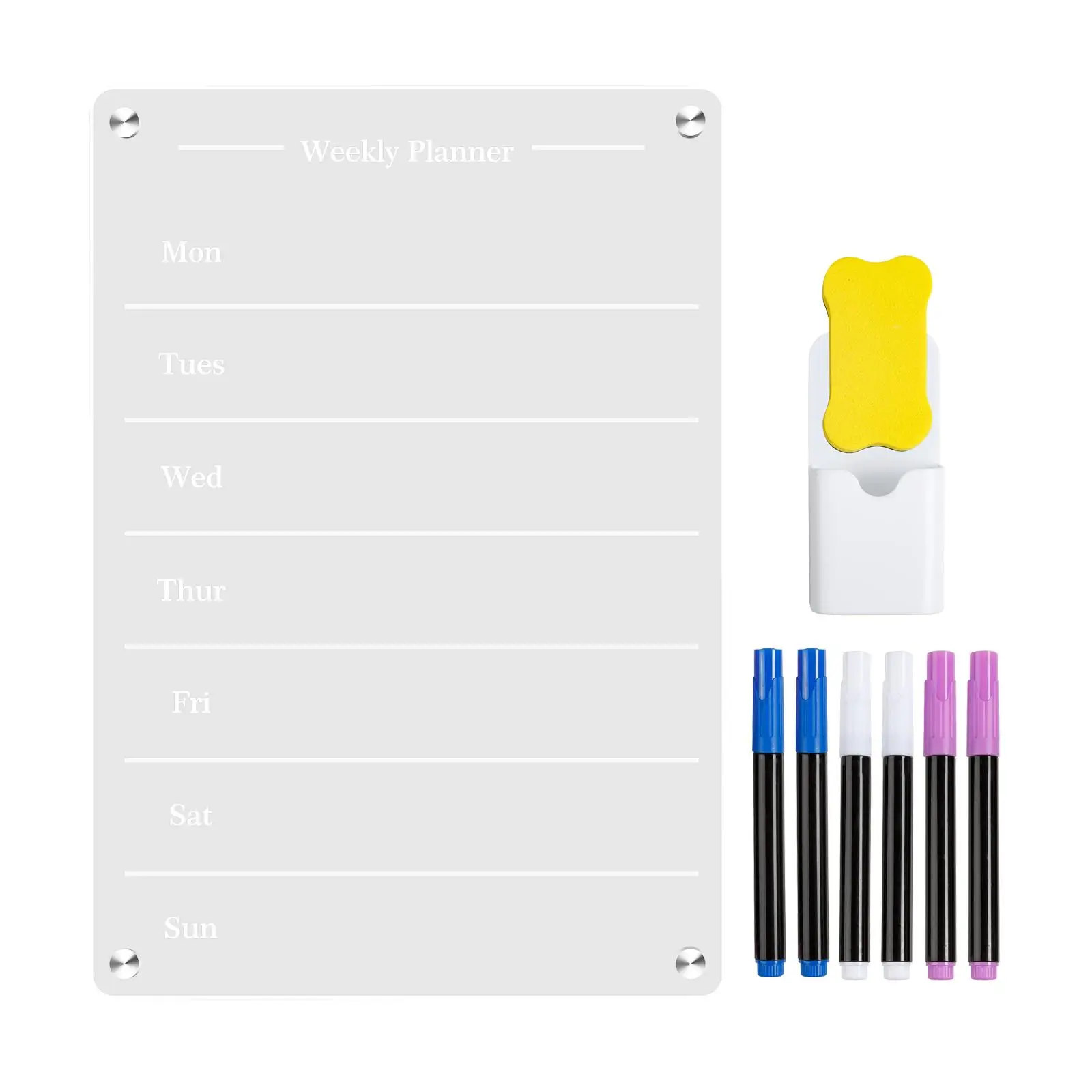 Tableau blanc transparent en acrylique effaçable à sec pour réfrigérateur, dates importantes