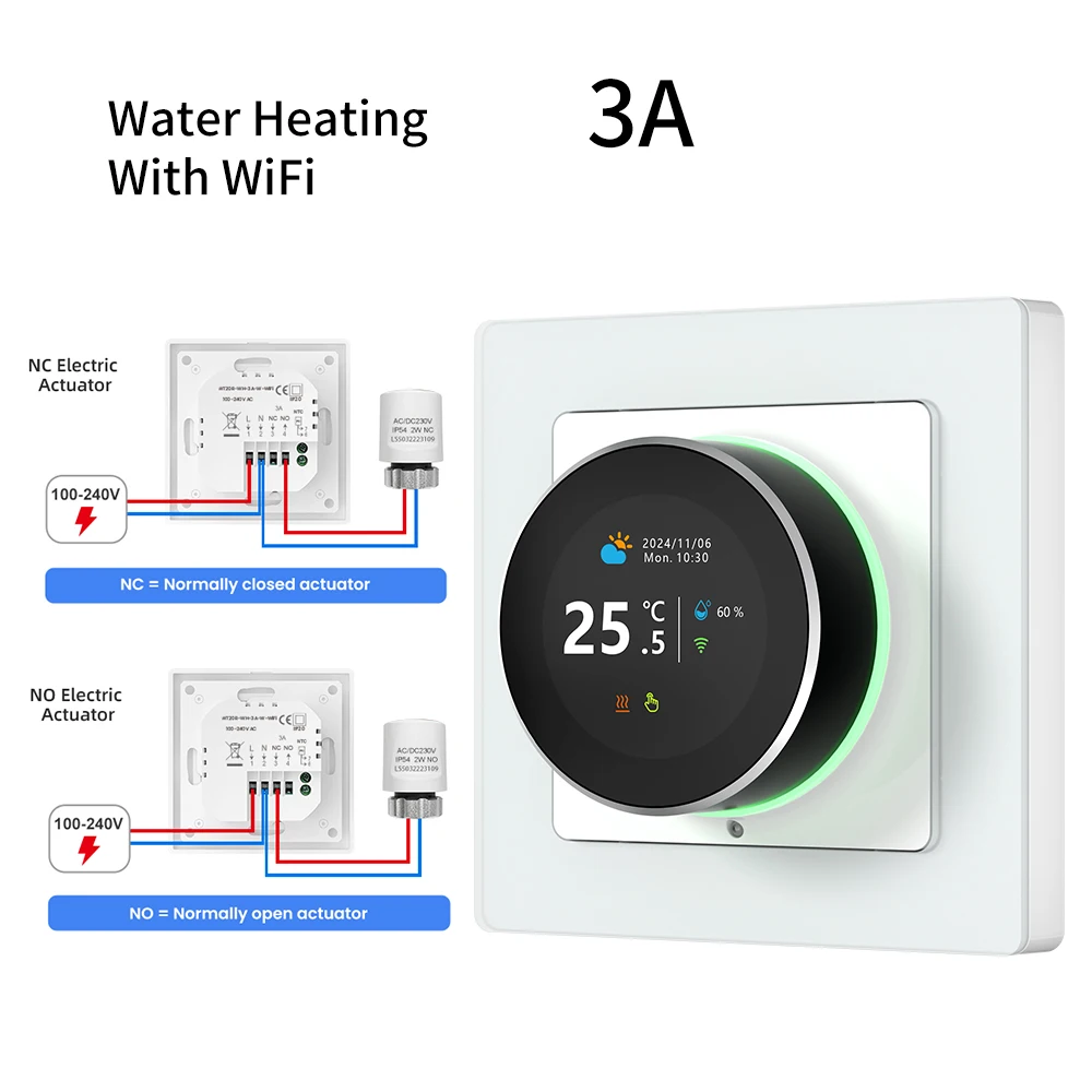 AVATTO WiFi Smart Knob Thermostat Temperaturregler für Wasser-Gas-Boiler, elektrische Heizung, funktioniert mit Tuya Alexa Google Home