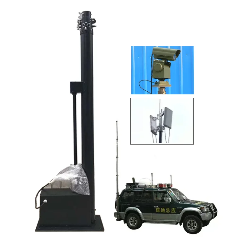 Movable 7m carbon fiber material matched with tripod telescopic mast mobile communication top can be illuminated lifting pole