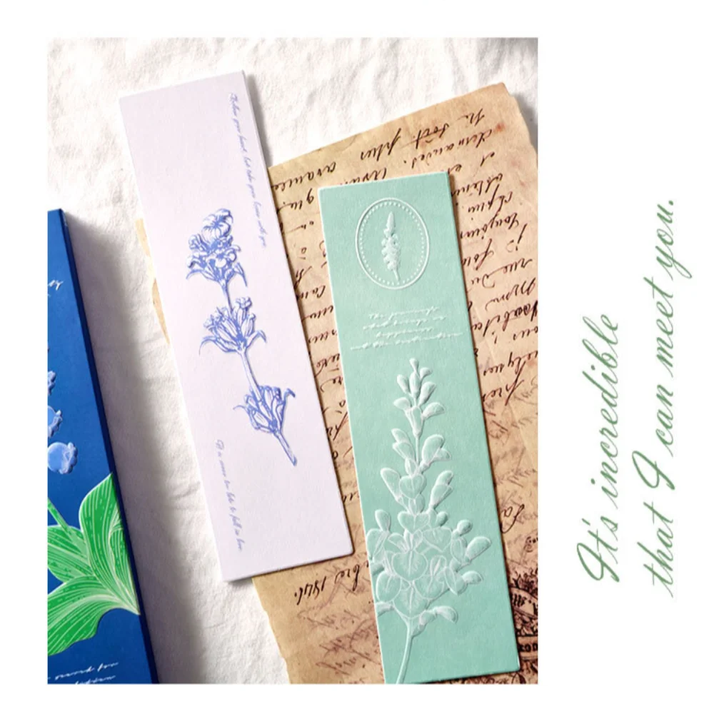 20 sheets Three-dimensional Embossed Stereo Bookmark Flower Natural 3D Advanced Page Card Plant Fancy Message Card Students