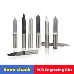 10pcs 6mm Shank PCB Engraving Bit 20-90 Degrees End Mill for CNC Engraving Machine Flat Bottom CNC Router Carving Milling Cutter