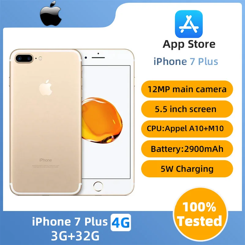 Apple iPhone 7 Plus 3GB RAM 32/128GB/256GB ROM iOS 4G LTE Original  Mobile Cell Cellphone Fingerprint 12MP used phone