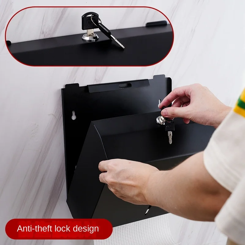 304 Stainless Steel Large Hand Towel Large Roll Paper Box Public Toilet Hotel Bathroom Waterproof Toilet Paper Hand Tissue Box