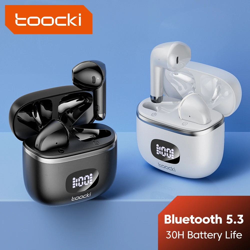 Toocki TWS Wireless Bluetooth Earphones 5.3 Touch Control Music Headphones Power Display IPX4 Wireless Sports Headphone With Mic