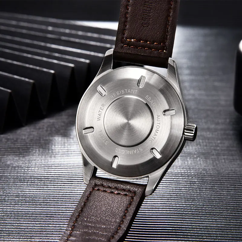 Corgeut 40mm Coffee Dial Mens Watch NH35 Automatic Movement PVD 316L SS Polished Luminous Waterproof Mechanical Watch Men